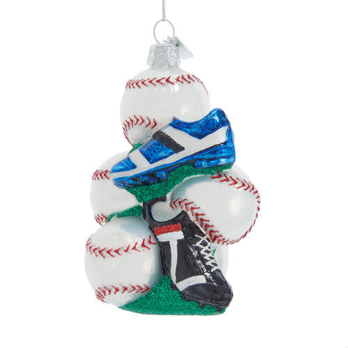 Noble Gems™ Baseball & Cleats Glass Ornament – 4"