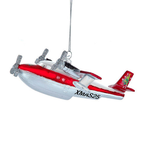 Noble Gems™ Christmas Seaplane Glass Ornament – 6"