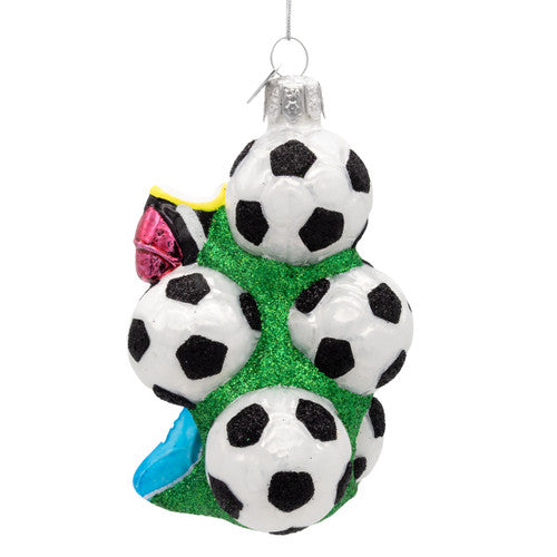 Noble Gems™ Soccer Balls &  Cleats Glass Ornament – 4"