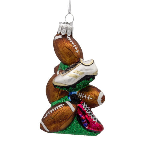 Noble Gems™ Glass Footballs &  Cleats Ornament – 4"