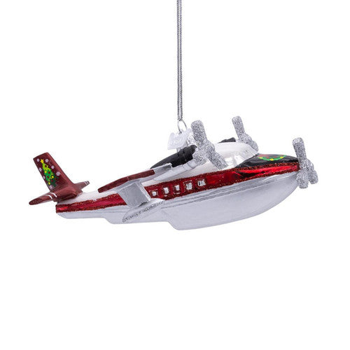 Noble Gems™ Christmas Seaplane Glass Ornament – 6"
