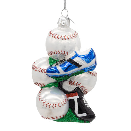 Noble Gems™ Baseball & Cleats Glass Ornament – 4"
