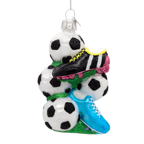 Noble Gems™ Soccer Balls &  Cleats Glass Ornament – 4"