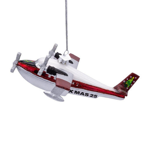 Noble Gems™ Christmas Seaplane Glass Ornament – 6"