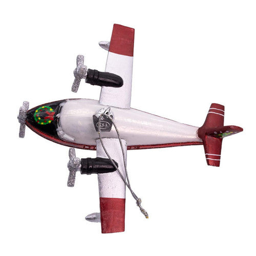 Noble Gems™ Christmas Seaplane Glass Ornament – 6"