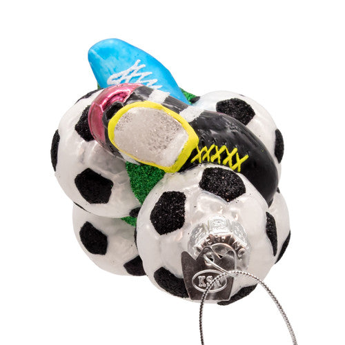 Noble Gems™ Soccer Balls &  Cleats Glass Ornament – 4"