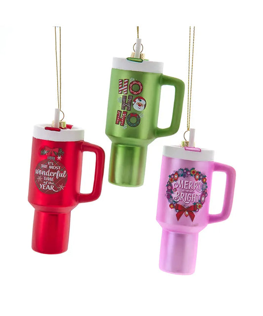 Kurt Adler Travel Mug Ornaments – Assorted Colors