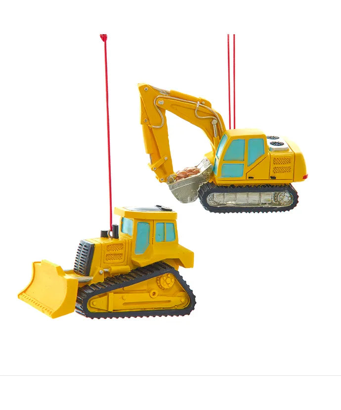 Kurt Adler Construction Vehicle Ornaments – 3.375” (Sold Separately)