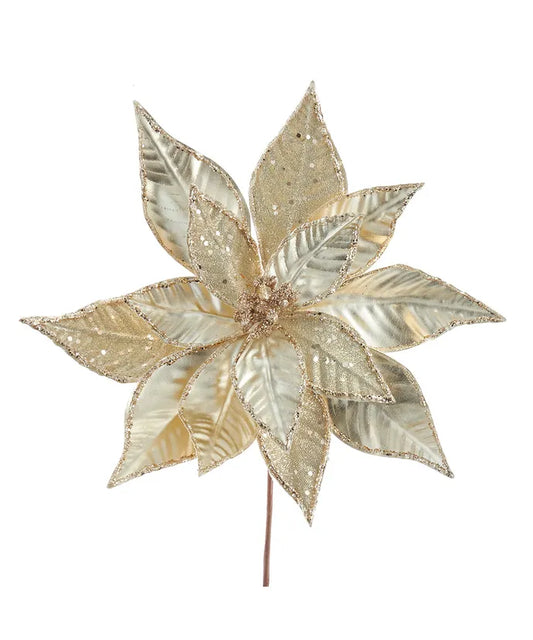 Kurt Adler 12" Gold & Champagne Poinsettia