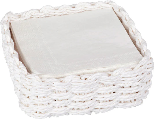 White Woven Cocktail Napkin Caddy