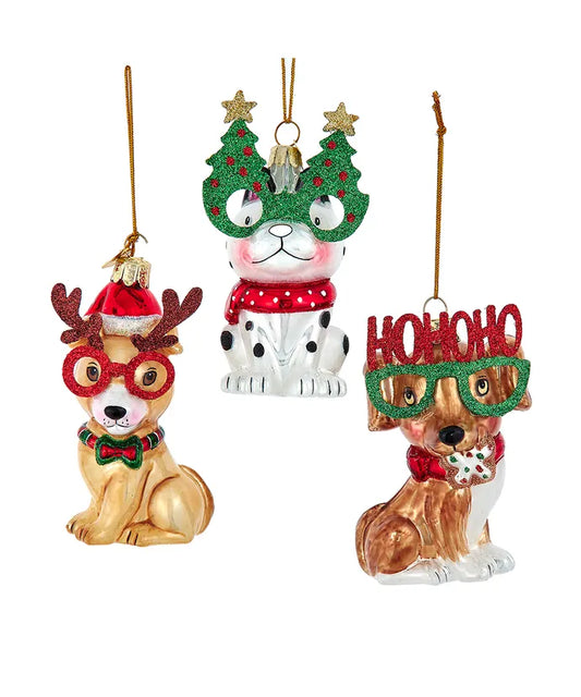 Kurt Adler Whimsical Dog Ornaments – 4.25" (Sold Separately)