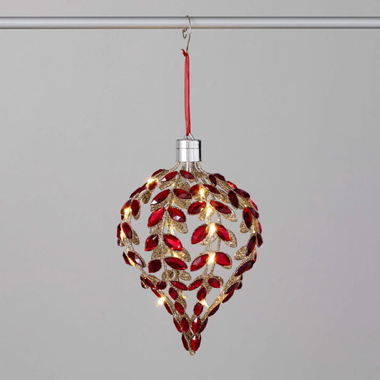 Lighted Red & Gold Jeweled Onion Ornament – 9"