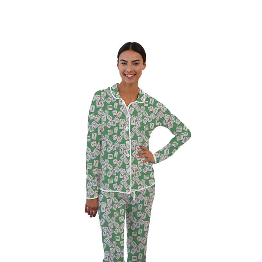 Mahjong Print Cooling Pajama Set