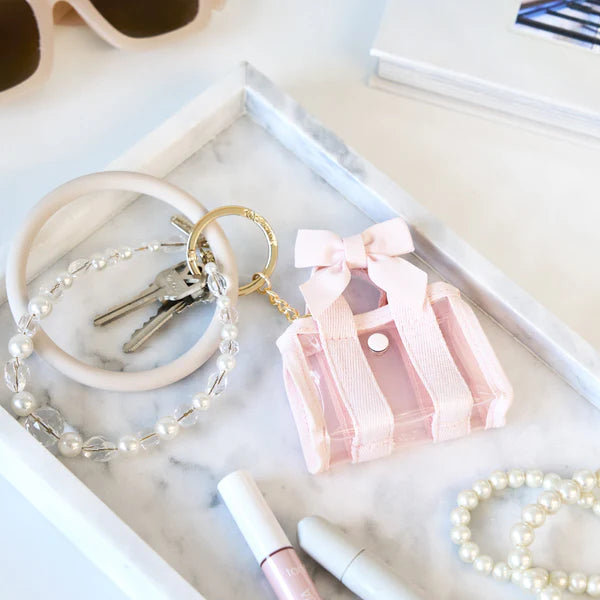 Ballet Pink Bow Mini Jelly Tote Keychain – 3" x 2.5"