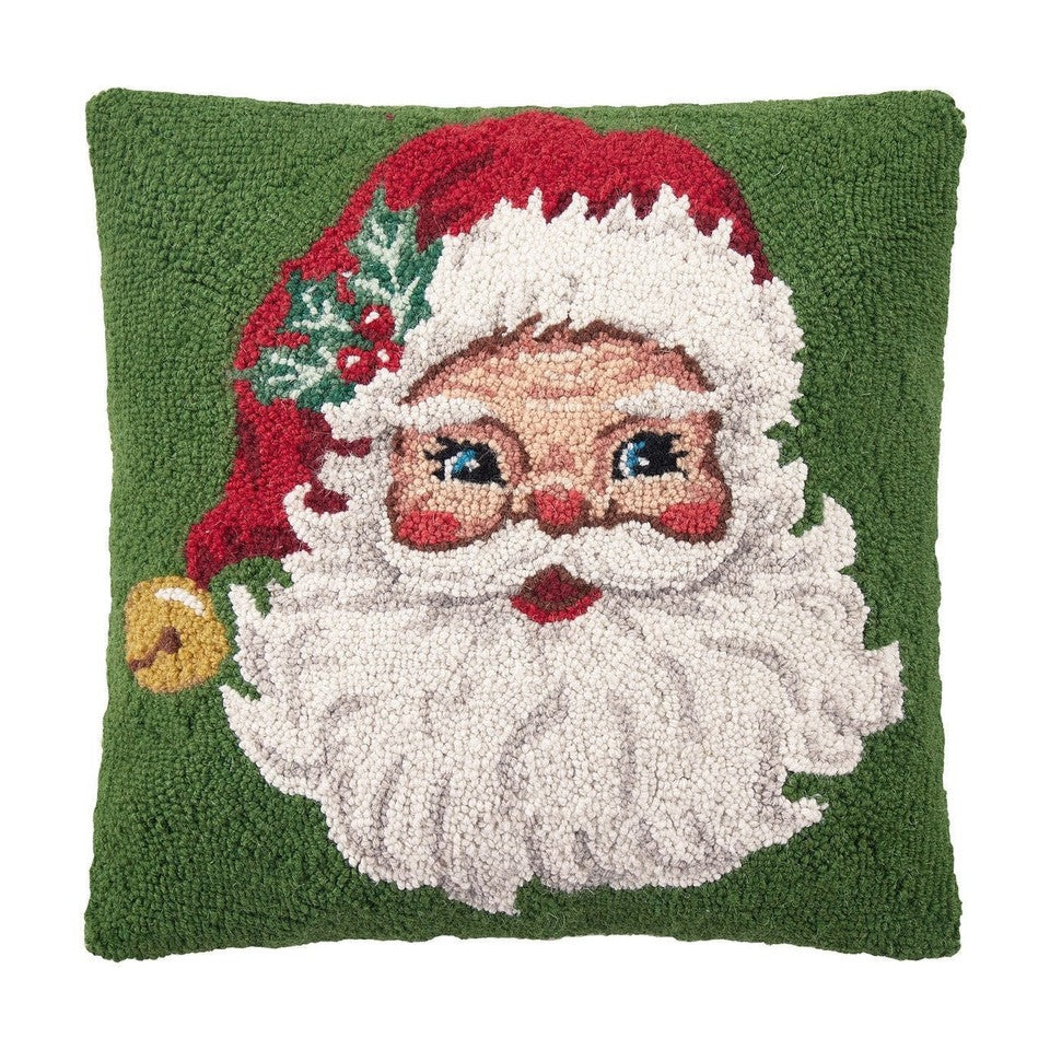 Santa Hooked Pillow – 18" x 18"