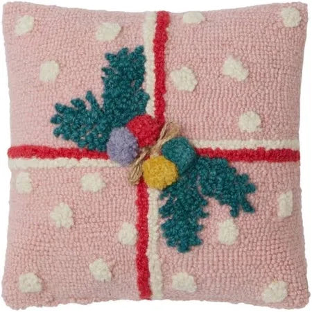 Pink Present Hook Pillow – 10" x 10"