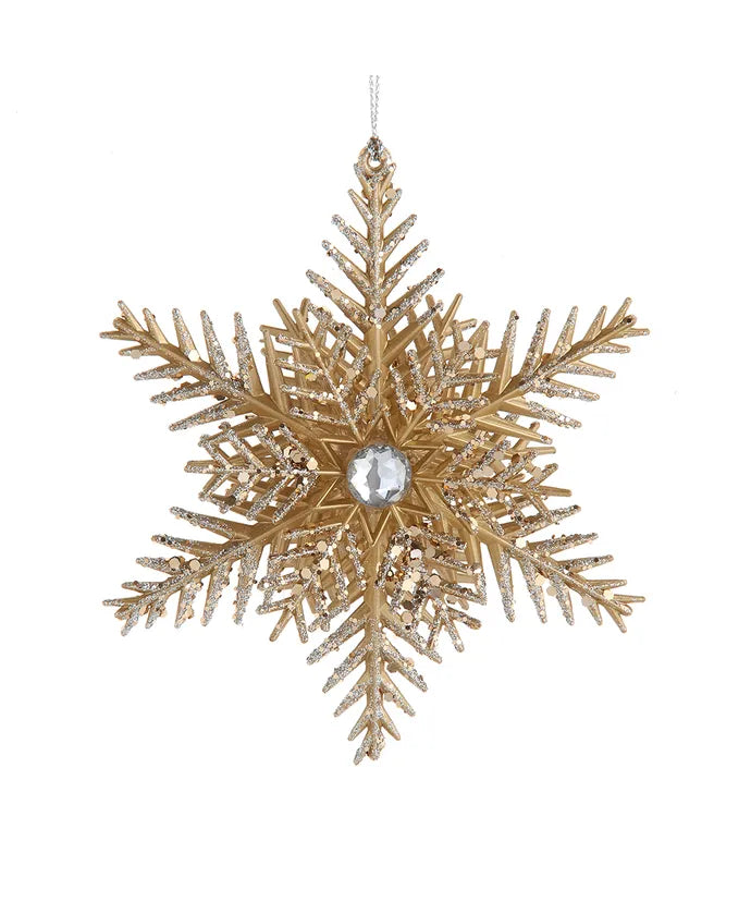 Champagne Gold Snowflake Ornament -5.5"