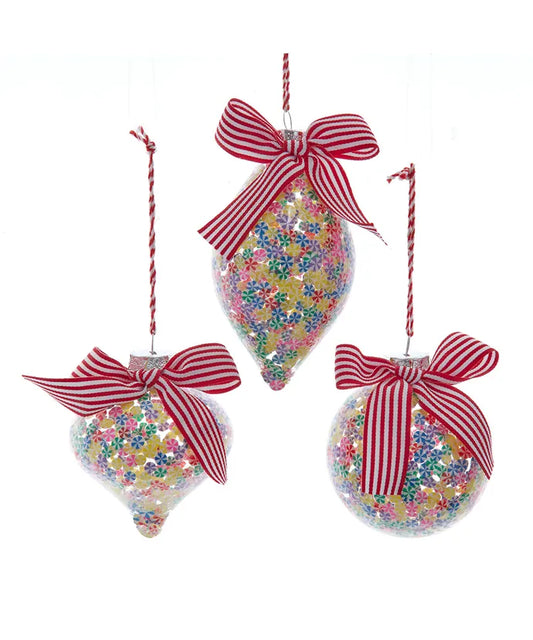 Glass Candy Pattern Ornaments – Ball, Onion & Finial (70–80MM)