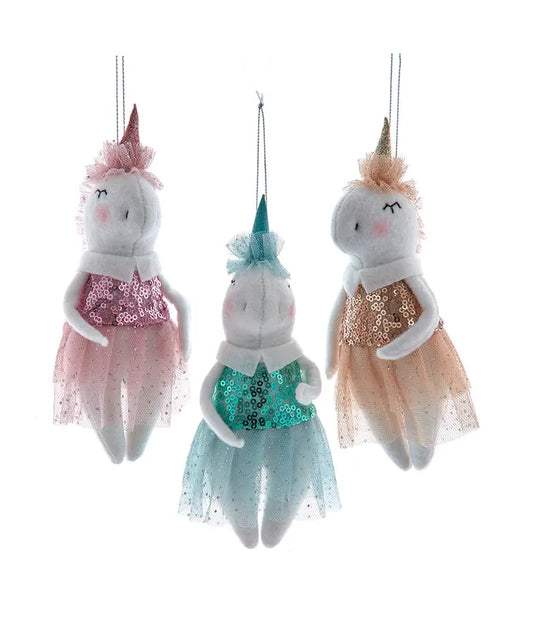 Plush Ballerina Unicorn Ornaments